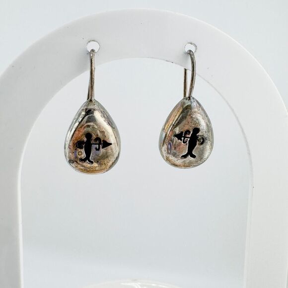 Vintage Sagittarius 925 Sterling Silver Drop Earrings Horoscope Personality - Picture 7 of 9